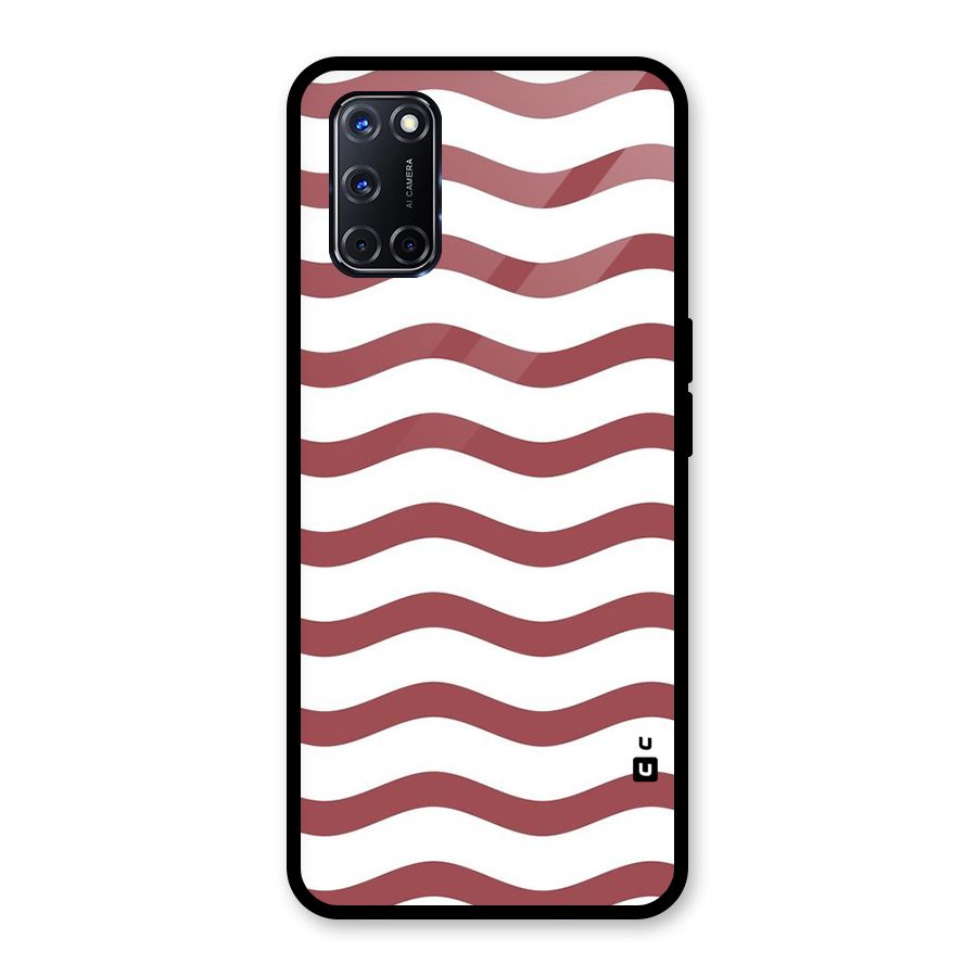 Flowing Stripes Red White Glass Back Case for Oppo A52