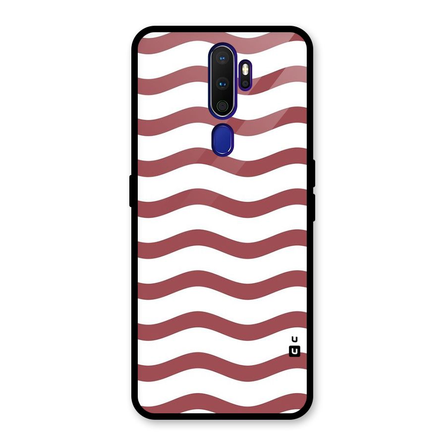 Flowing Stripes Red White Glass Back Case for Oppo A9 (2020)