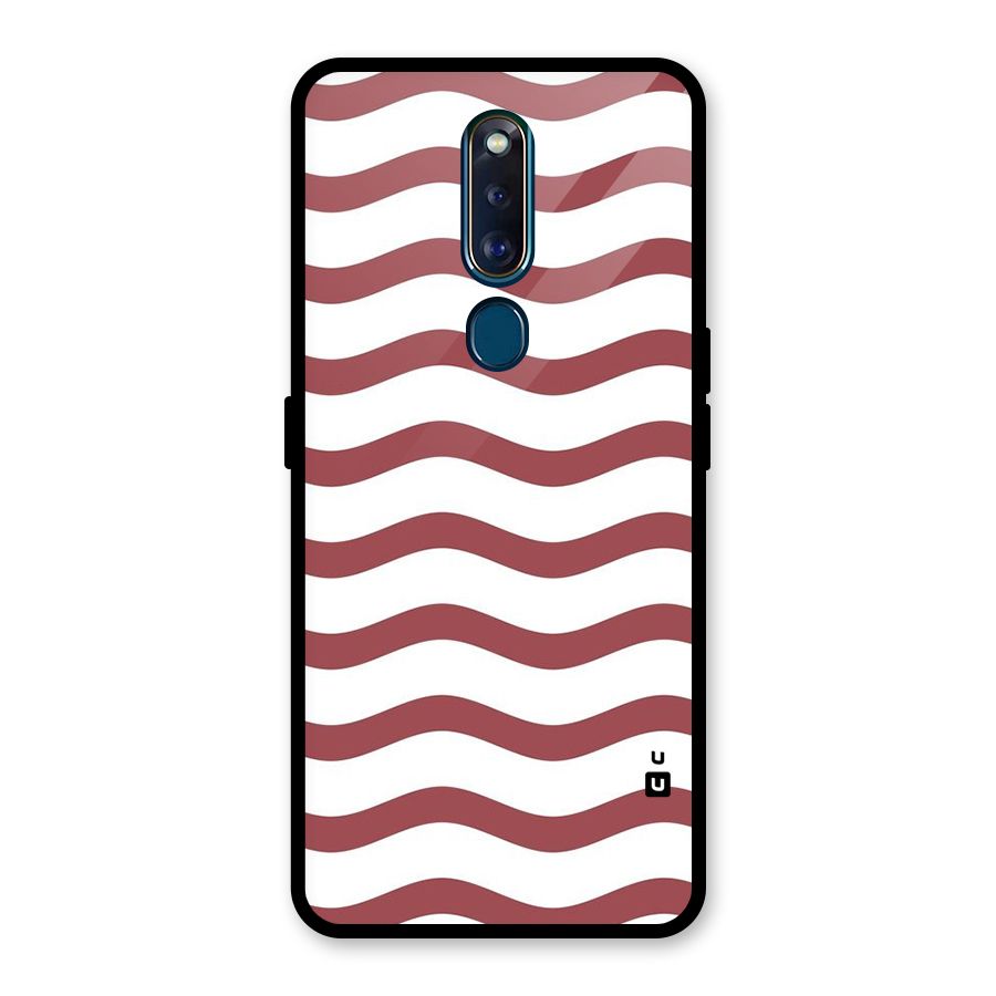 Flowing Stripes Red White Glass Back Case for Oppo F11 Pro