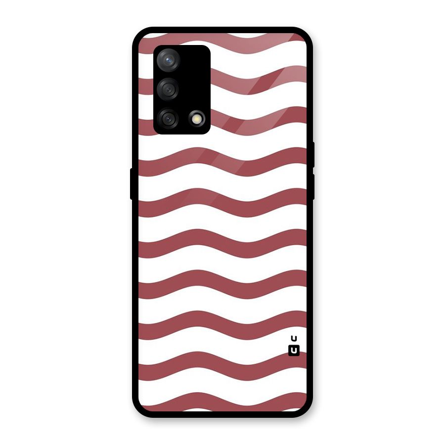Flowing Stripes Red White Glass Back Case for Oppo F19