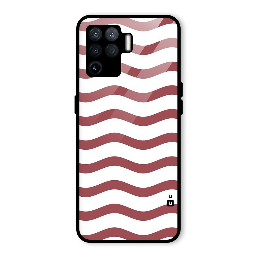 Flowing Stripes Red White Glass Back Case for Oppo F19 Pro