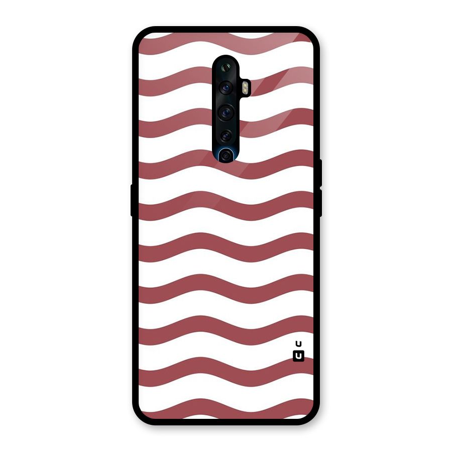 Flowing Stripes Red White Glass Back Case for Oppo Reno2 F