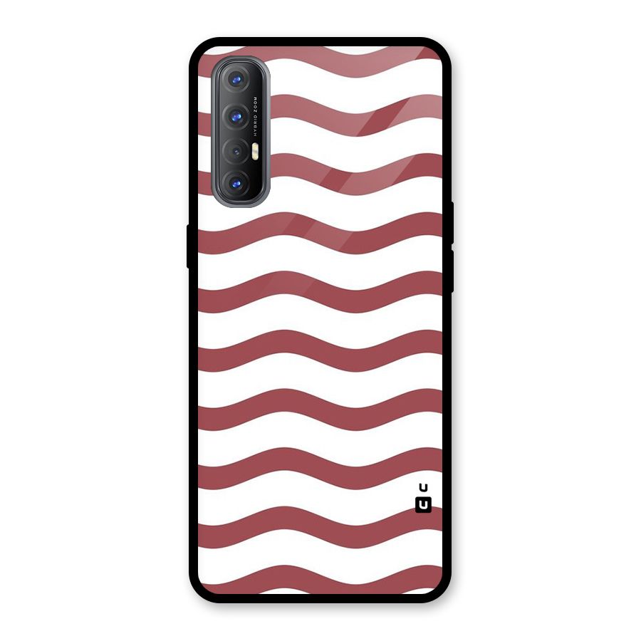 Flowing Stripes Red White Glass Back Case for Oppo Reno3 Pro
