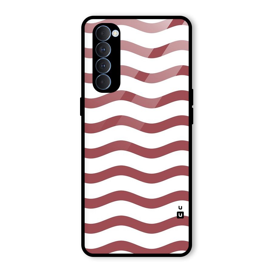 Flowing Stripes Red White Glass Back Case for Oppo Reno4 Pro