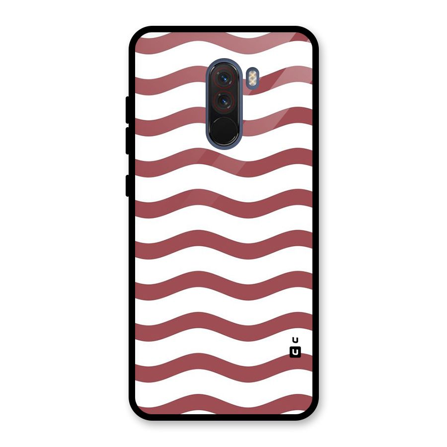 Flowing Stripes Red White Glass Back Case for Poco F1