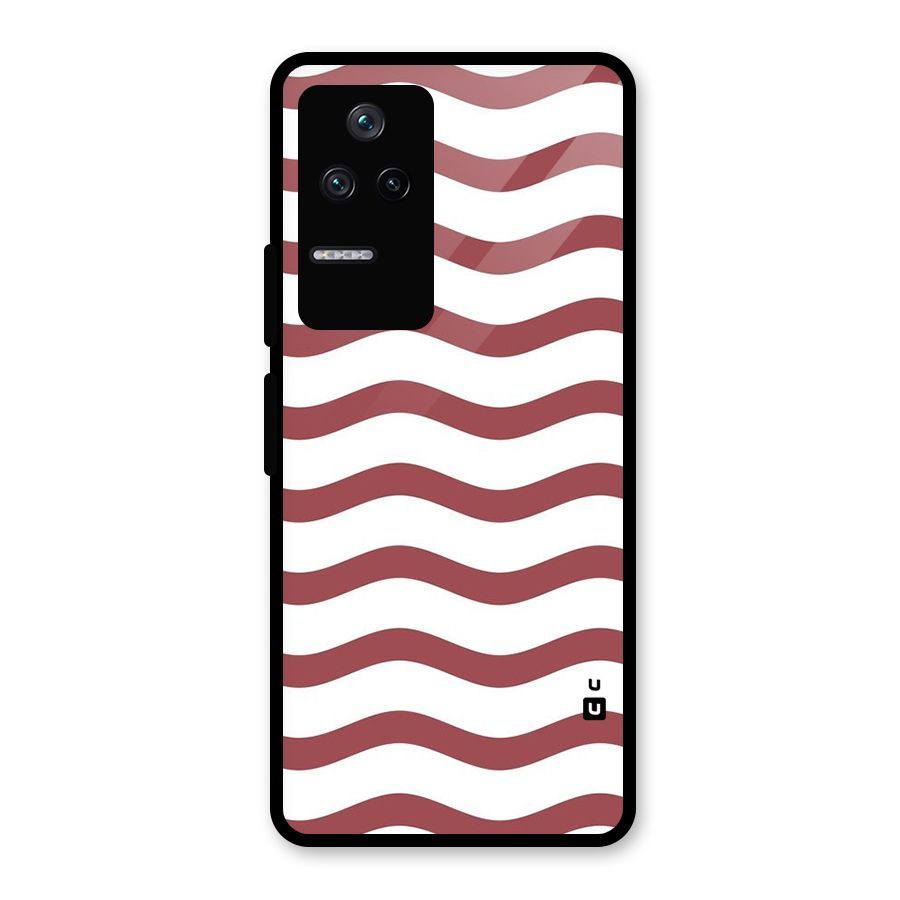 Flowing Stripes Red White Glass Back Case for Poco F4 5G