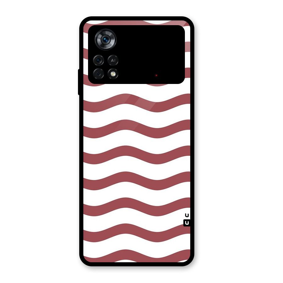 Flowing Stripes Red White Glass Back Case for Poco X4 Pro 5G