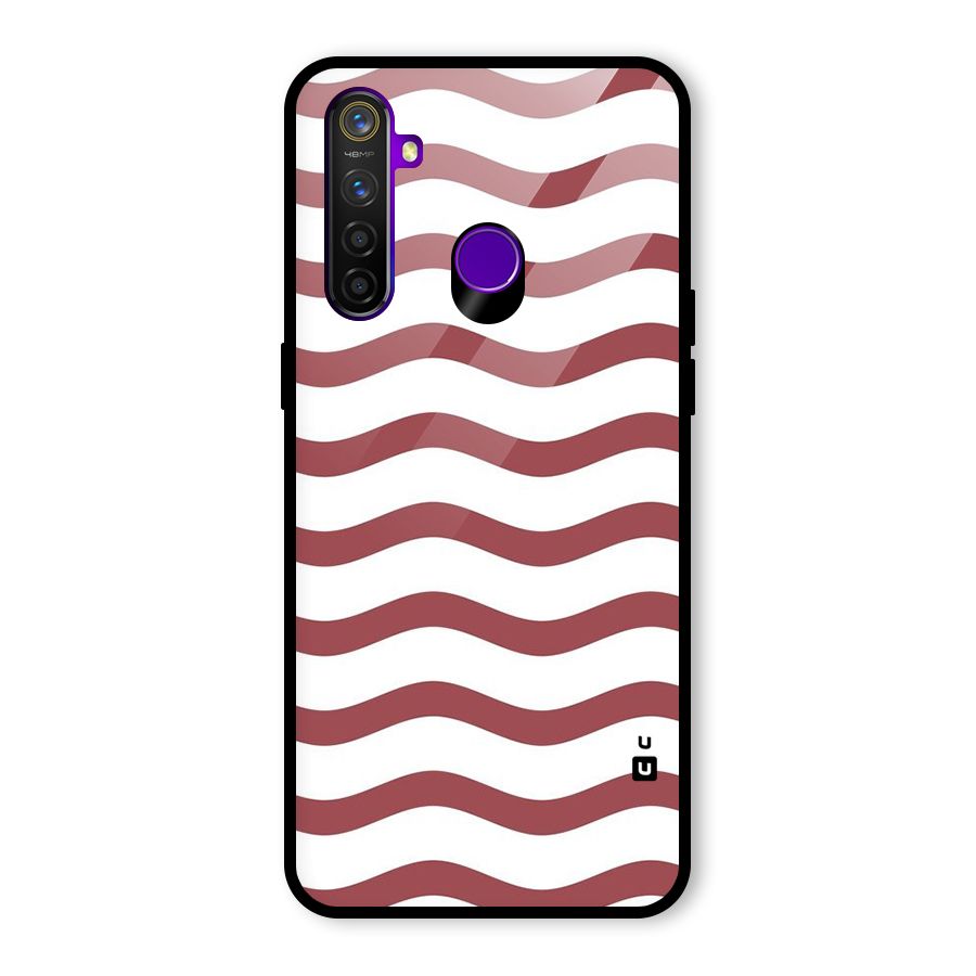 Flowing Stripes Red White Glass Back Case for Realme 5 Pro