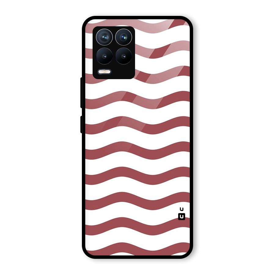 Flowing Stripes Red White Glass Back Case for Realme 8 Pro