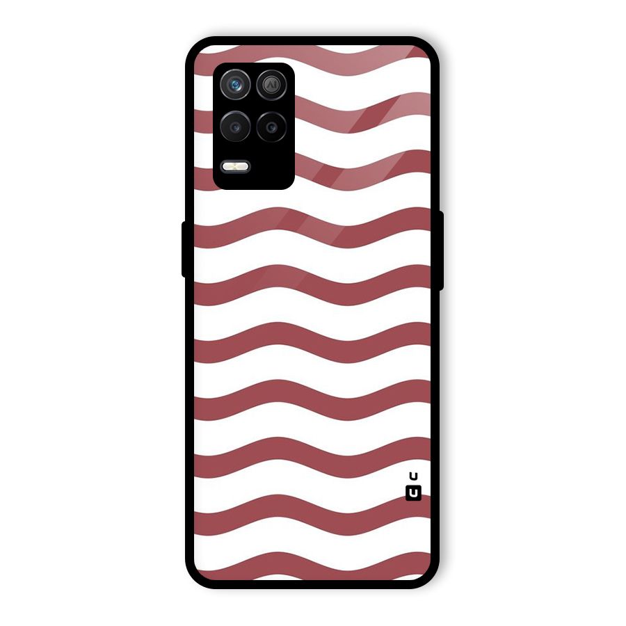 Flowing Stripes Red White Glass Back Case for Realme 9 5G