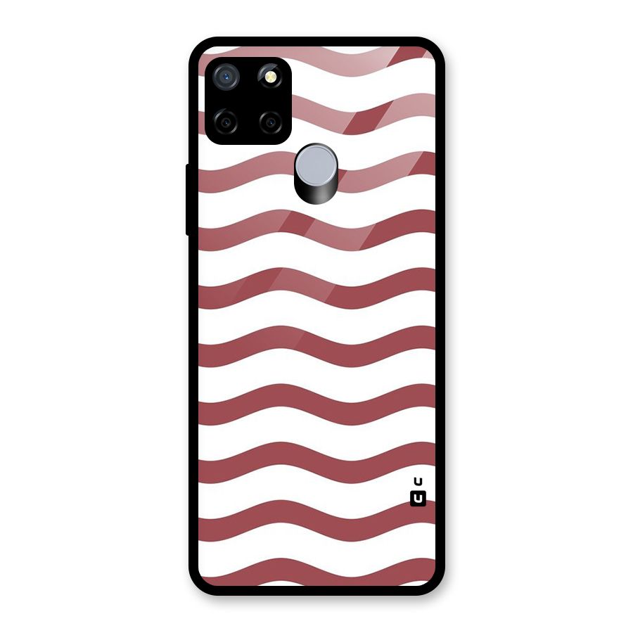 Flowing Stripes Red White Glass Back Case for Realme C15
