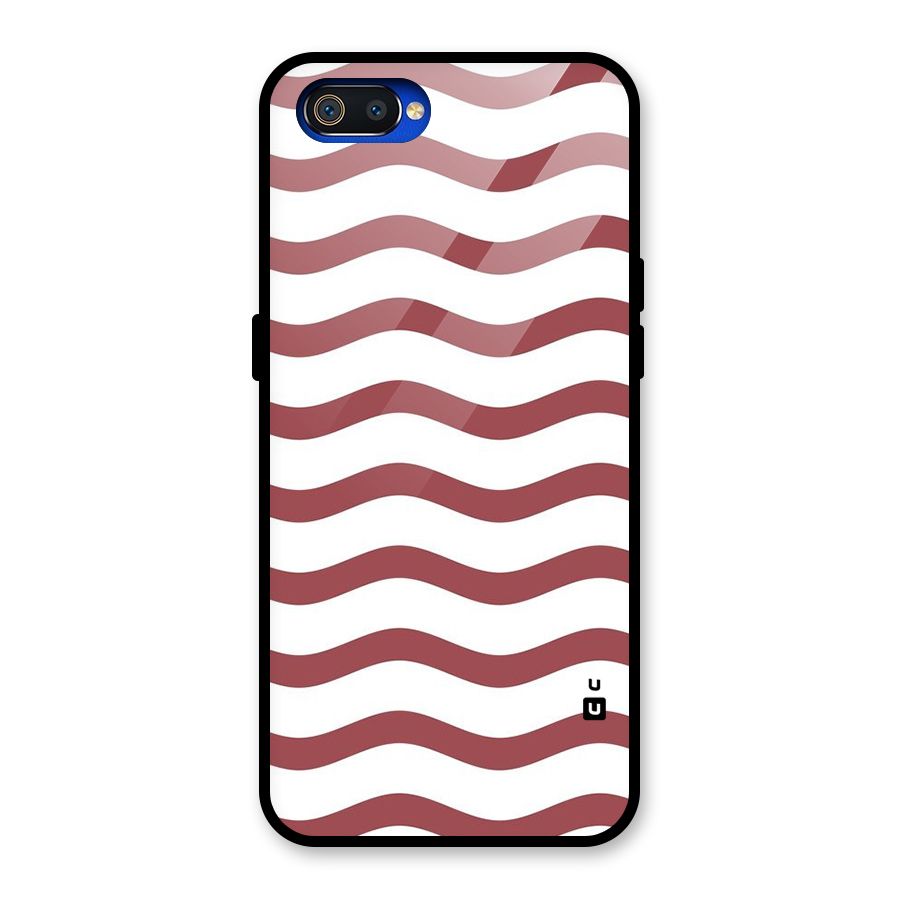 Flowing Stripes Red White Glass Back Case for Realme C2