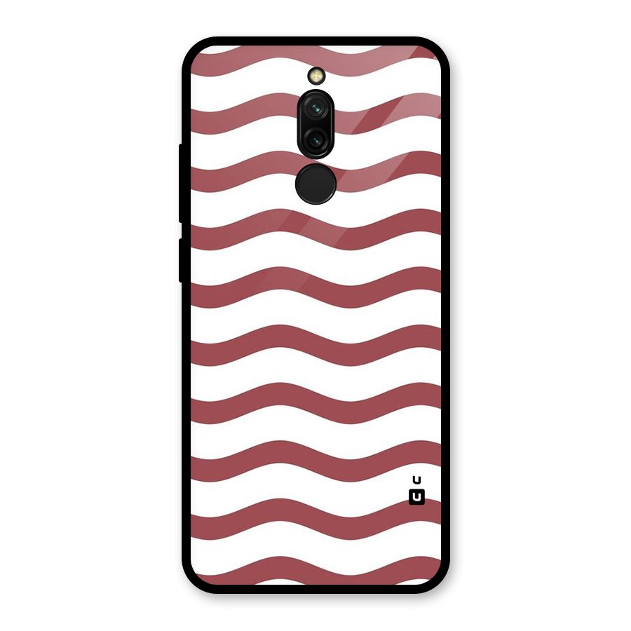 Flowing Stripes Red White Glass Back Case for Redmi 8