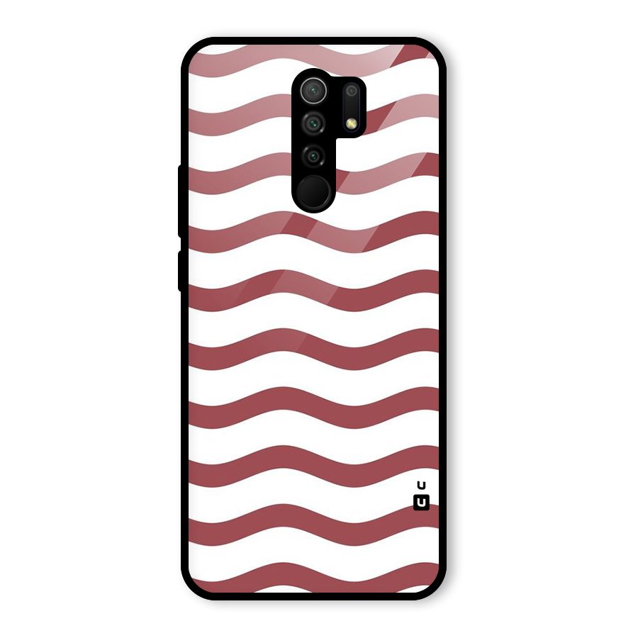 Flowing Stripes Red White Glass Back Case for Redmi 9 Prime