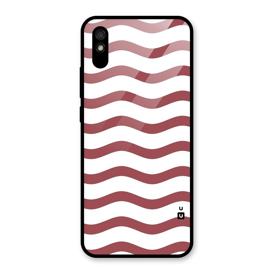 Flowing Stripes Red White Glass Back Case for Redmi 9i