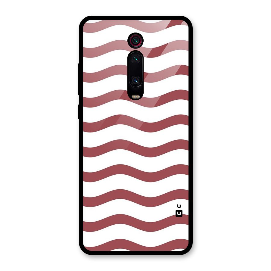 Flowing Stripes Red White Glass Back Case for Redmi K20 Pro