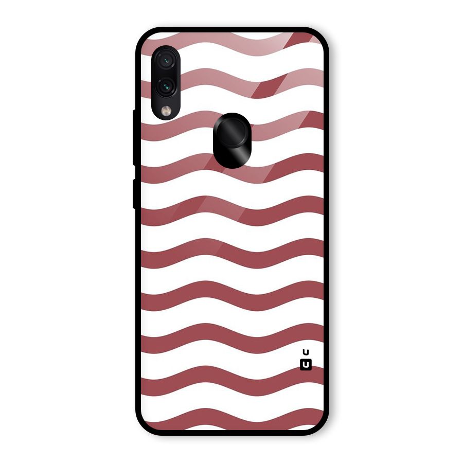 Flowing Stripes Red White Glass Back Case for Redmi Note 7S