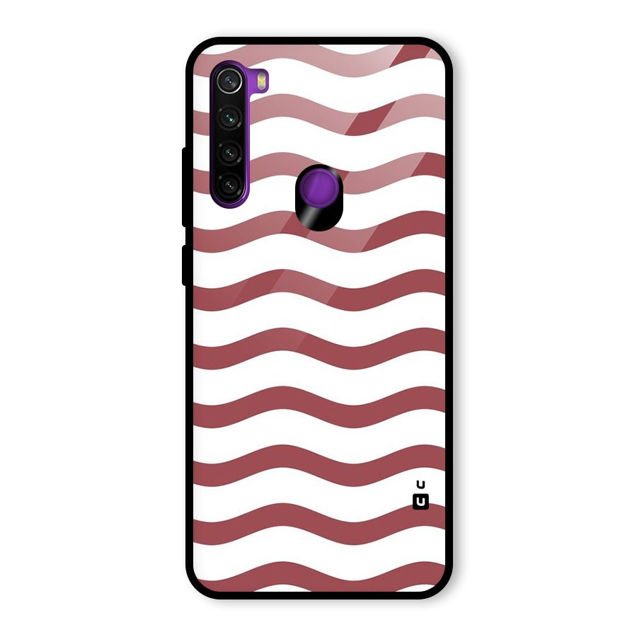 Flowing Stripes Red White Glass Back Case for Redmi Note 8