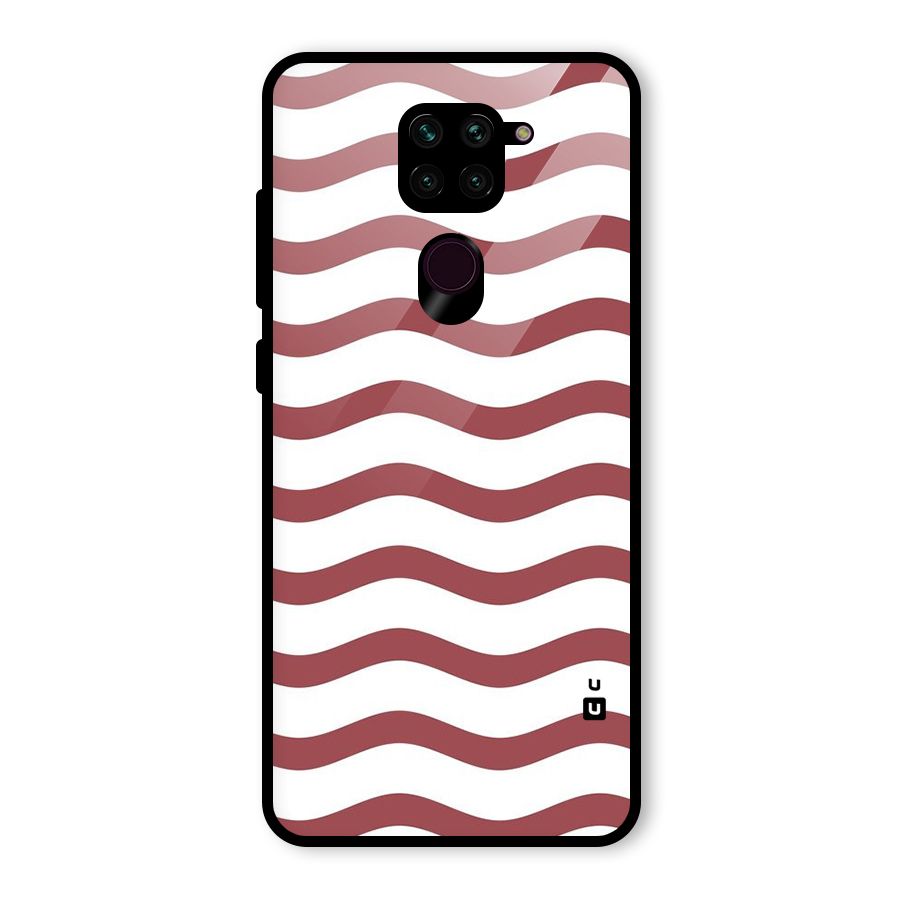 Flowing Stripes Red White Glass Back Case for Redmi Note 9