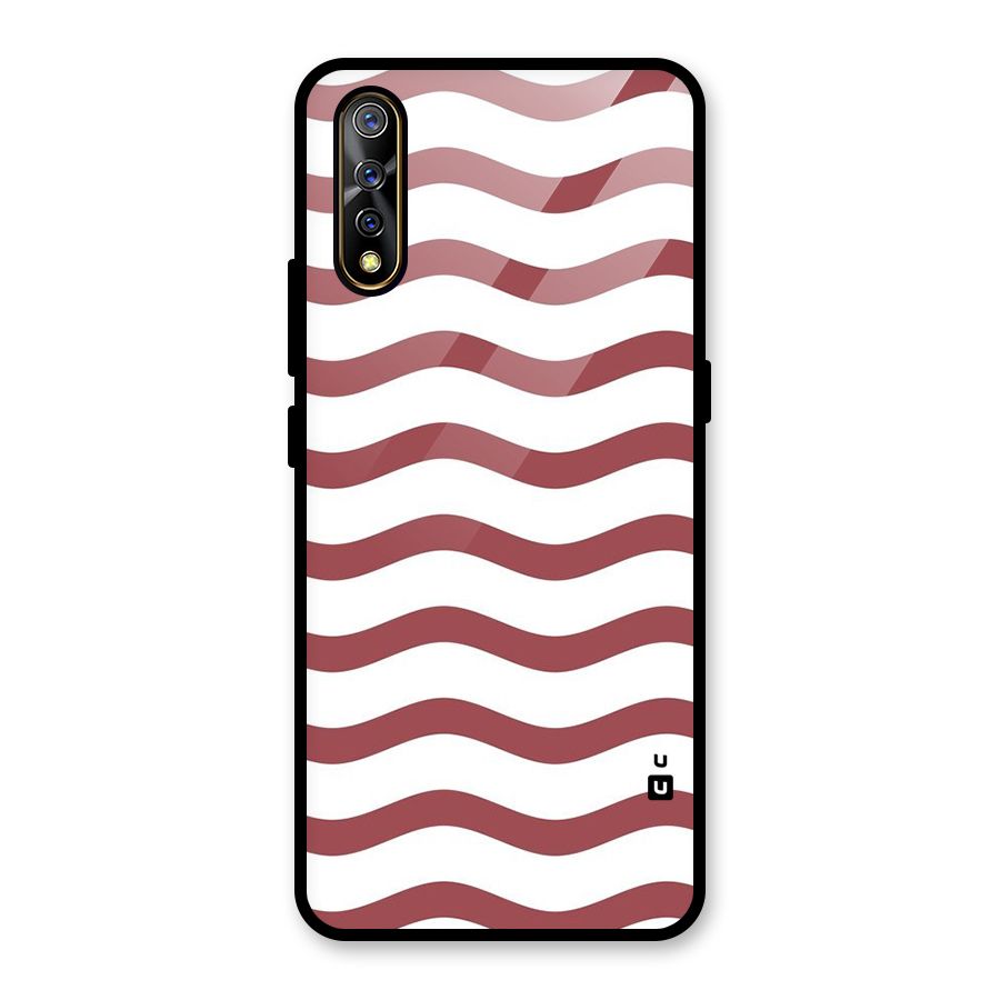 Flowing Stripes Red White Glass Back Case for Vivo S1
