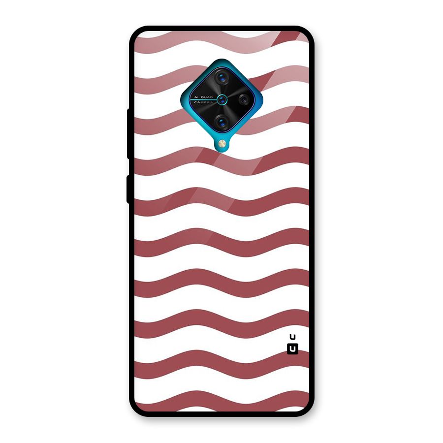 Flowing Stripes Red White Glass Back Case for Vivo S1 Pro