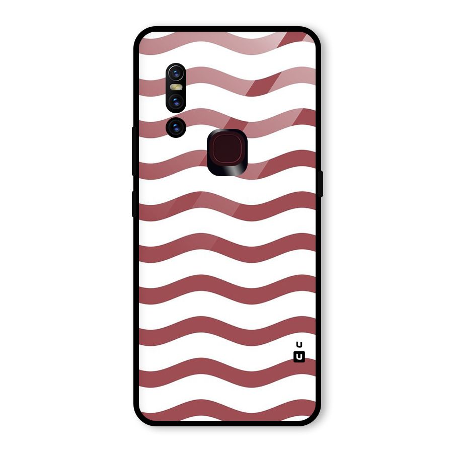 Flowing Stripes Red White Glass Back Case for Vivo V15