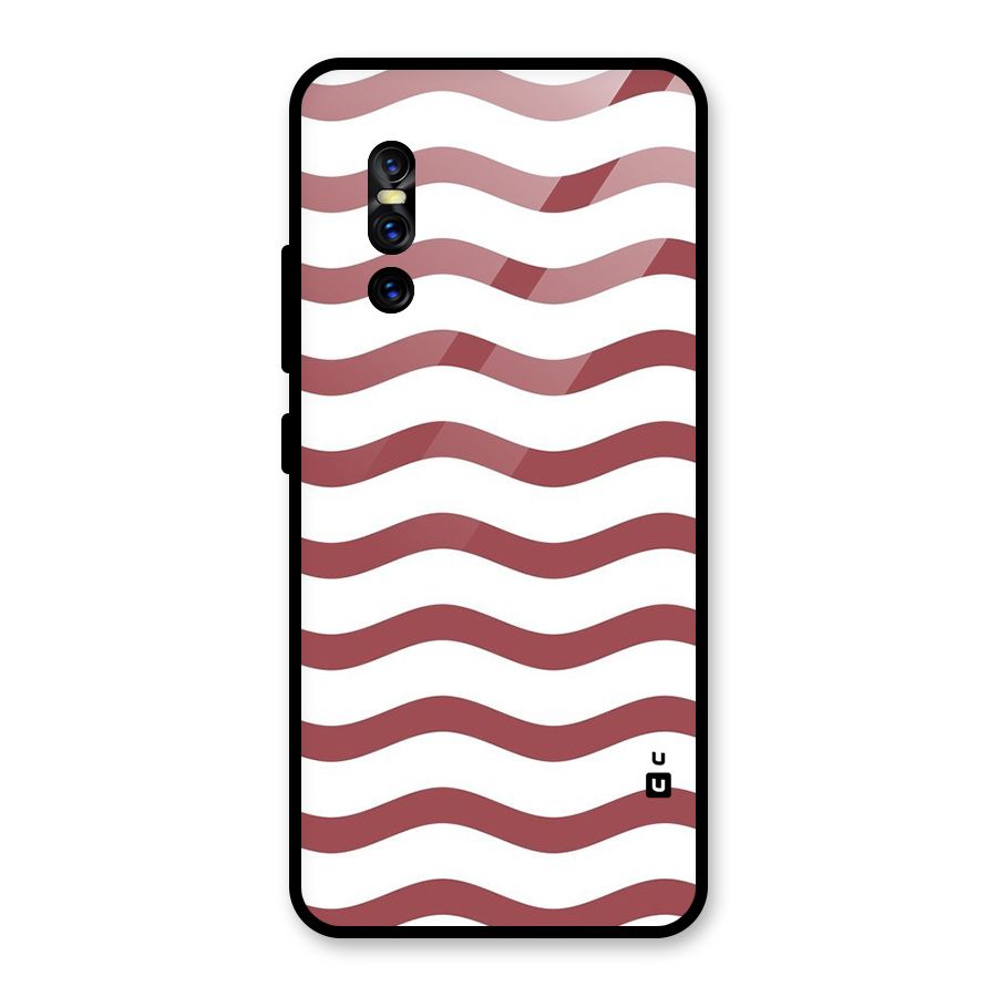 Flowing Stripes Red White Glass Back Case for Vivo V15 Pro