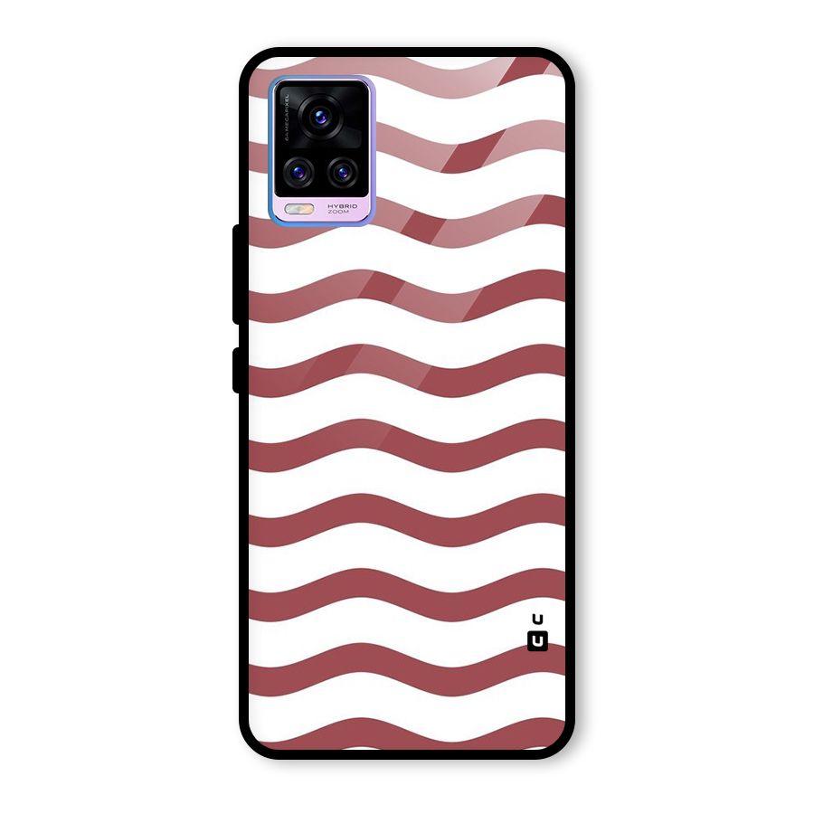 Flowing Stripes Red White Glass Back Case for Vivo V20 Pro