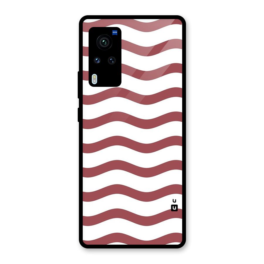 Flowing Stripes Red White Glass Back Case for Vivo X60 Pro