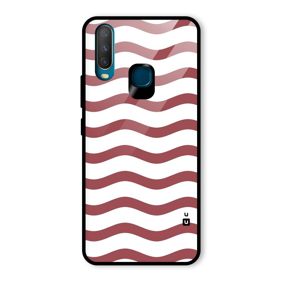 Flowing Stripes Red White Glass Back Case for Vivo Y17