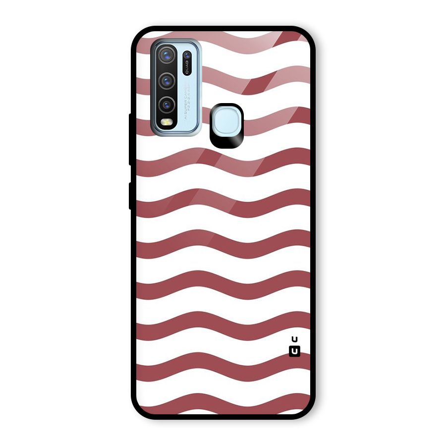 Flowing Stripes Red White Glass Back Case for Vivo Y30