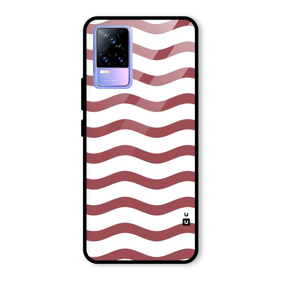 Flowing Stripes Red White Glass Back Case for Vivo Y73