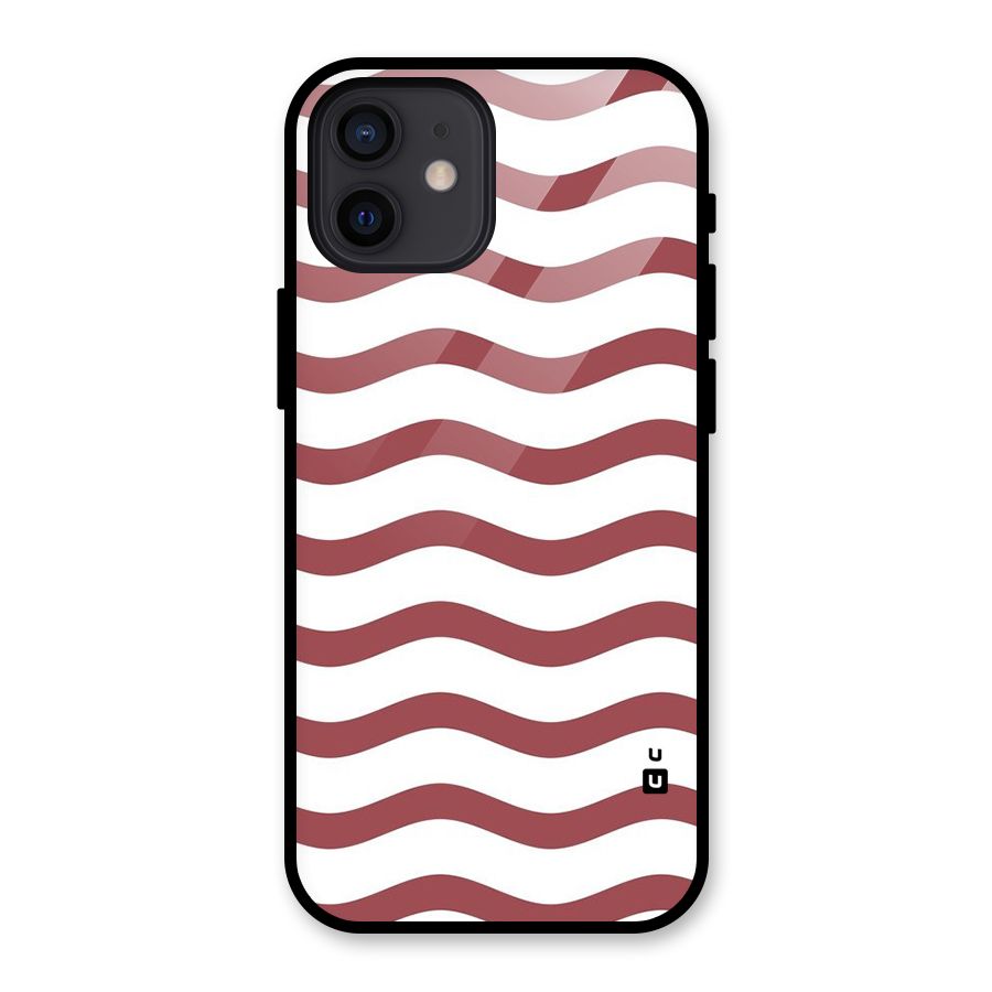 Flowing Stripes Red White Glass Back Case for iPhone 12