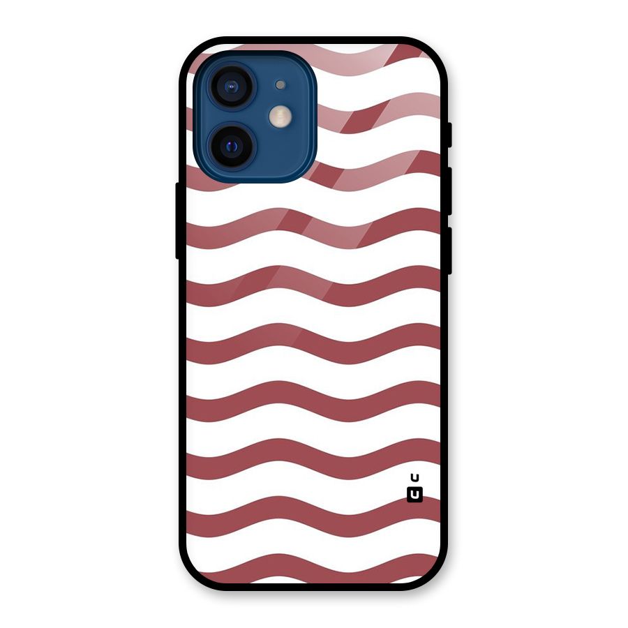 Flowing Stripes Red White Glass Back Case for iPhone 12 Mini