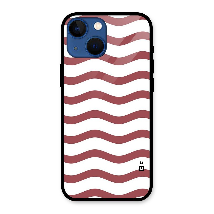 Flowing Stripes Red White Glass Back Case for iPhone 13 Mini