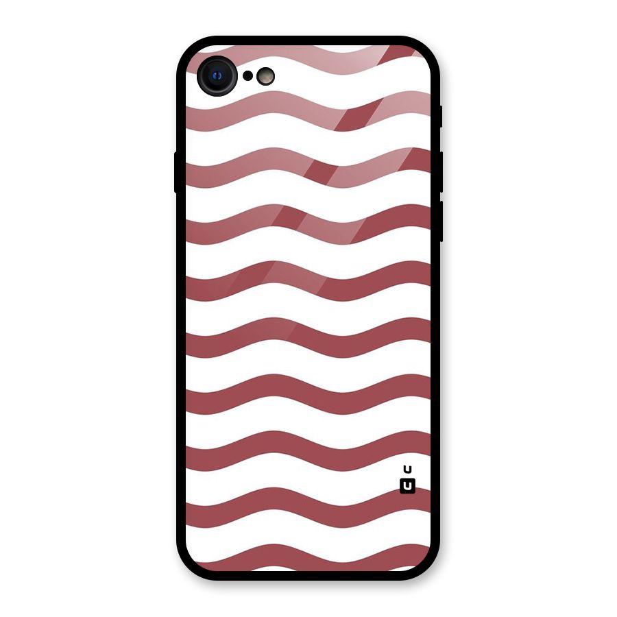 Flowing Stripes Red White Glass Back Case for iPhone SE 2022