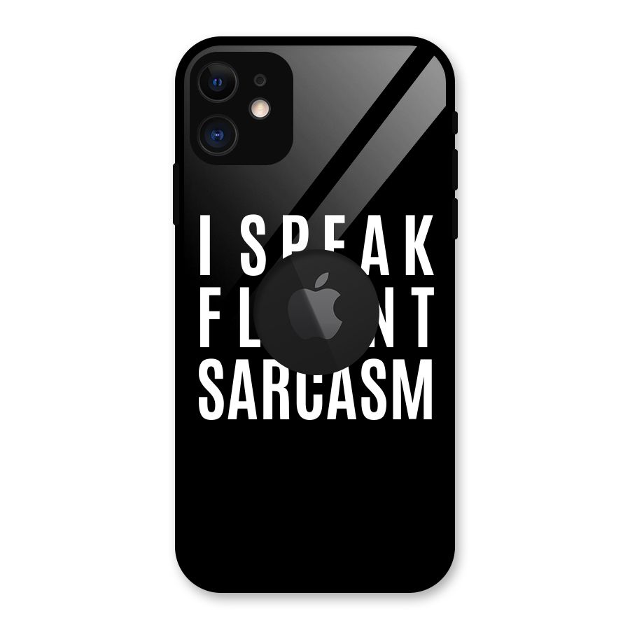 Fluent Sarcasm Glass Back Case for iPhone 11 Logo Cut