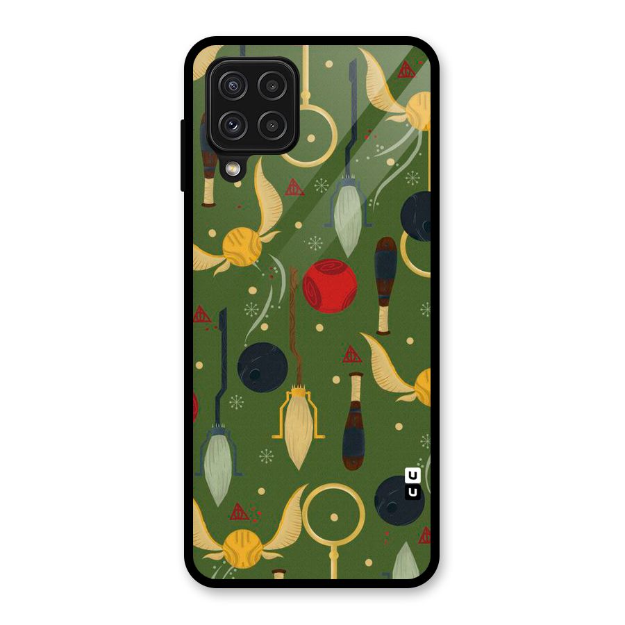 Flying Ball Pattern Glass Back Case for Galaxy A22 4G