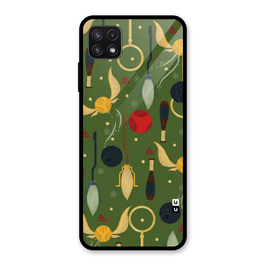 Flying Ball Pattern Glass Back Case for Galaxy A22 5G
