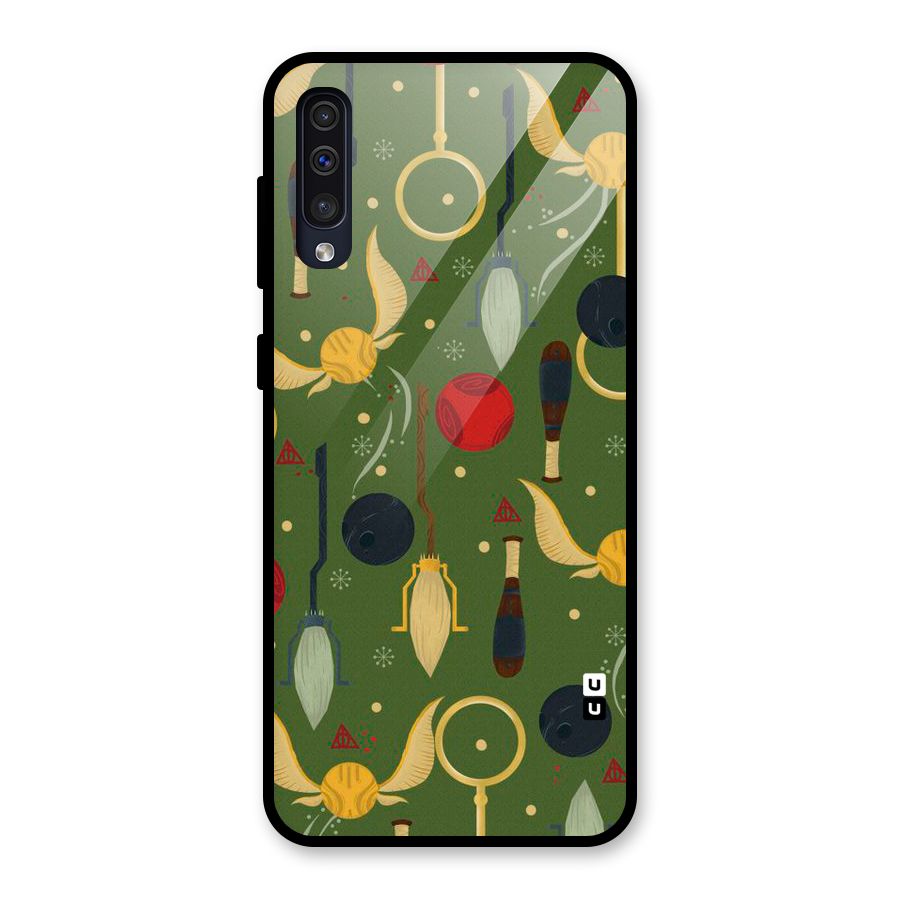 Flying Ball Pattern Glass Back Case for Galaxy A50