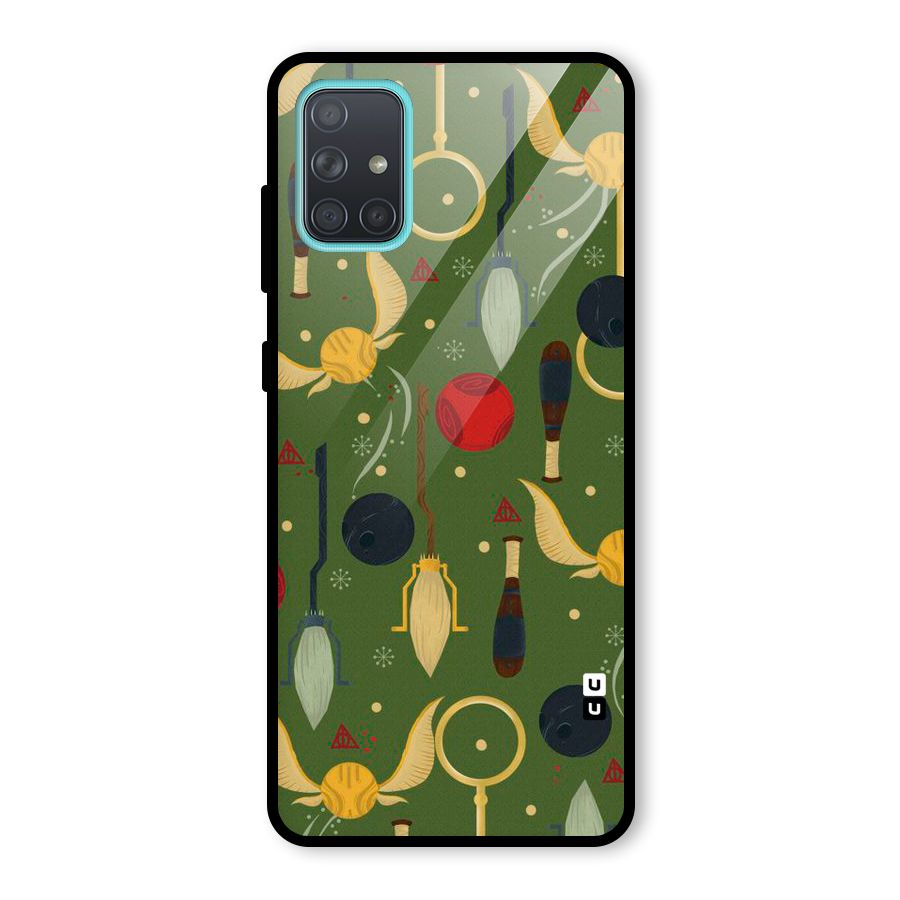 Flying Ball Pattern Glass Back Case for Galaxy A71