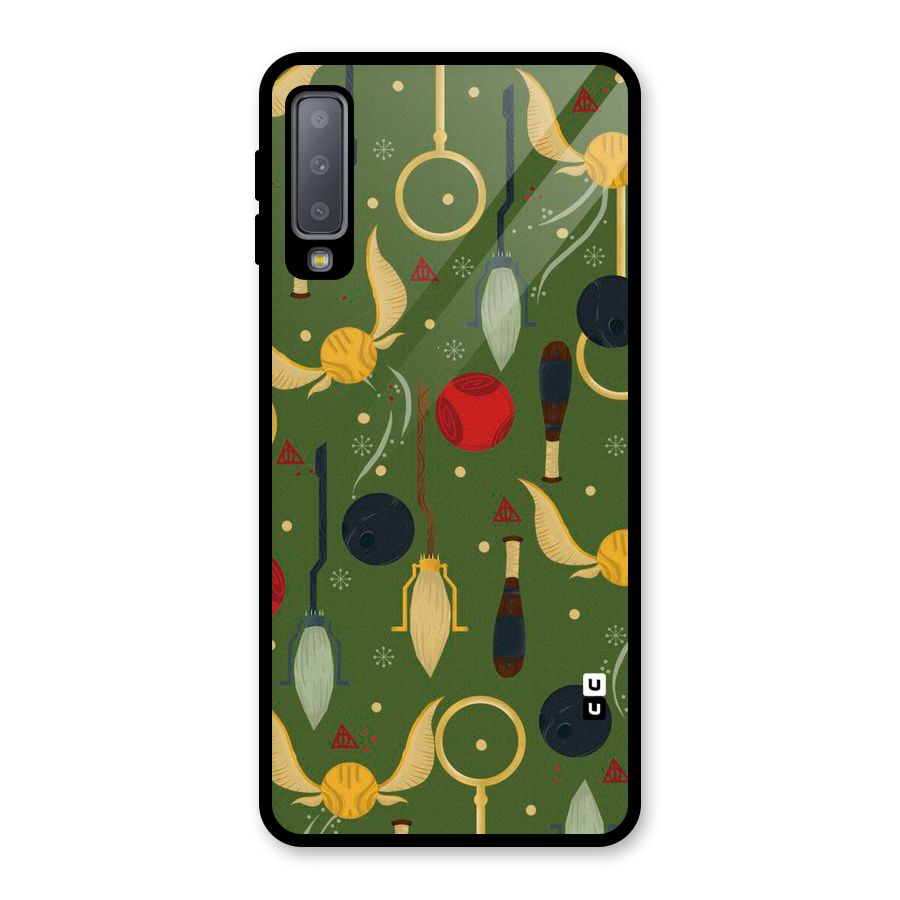 Flying Ball Pattern Glass Back Case for Galaxy A7 (2018)