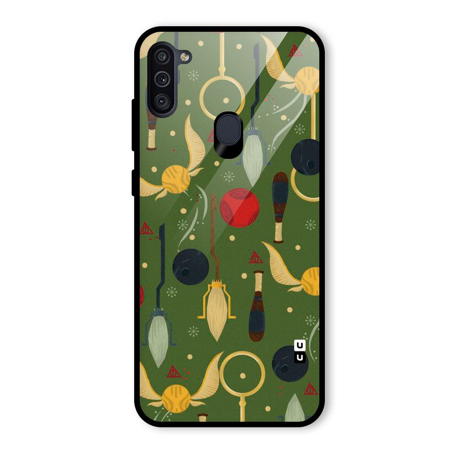 Flying Ball Pattern Glass Back Case for Galaxy M11