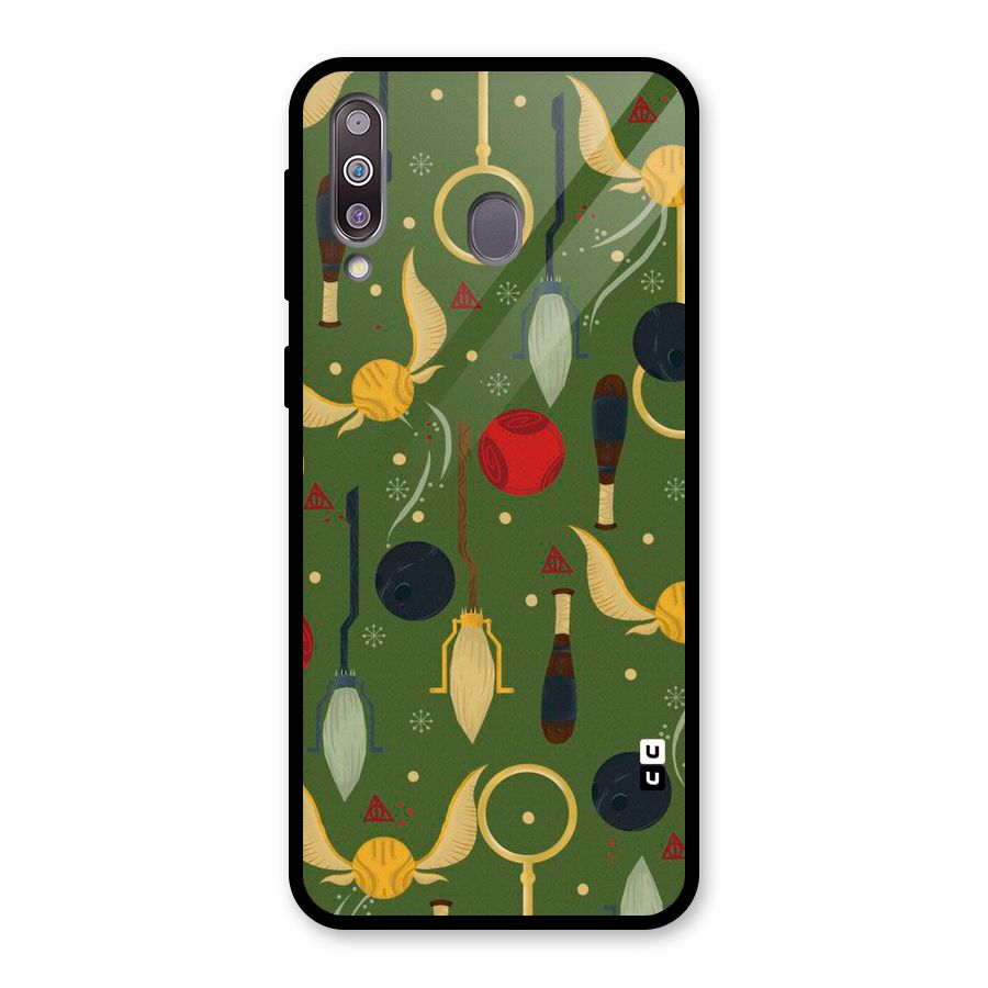 Flying Ball Pattern Glass Back Case for Galaxy M30