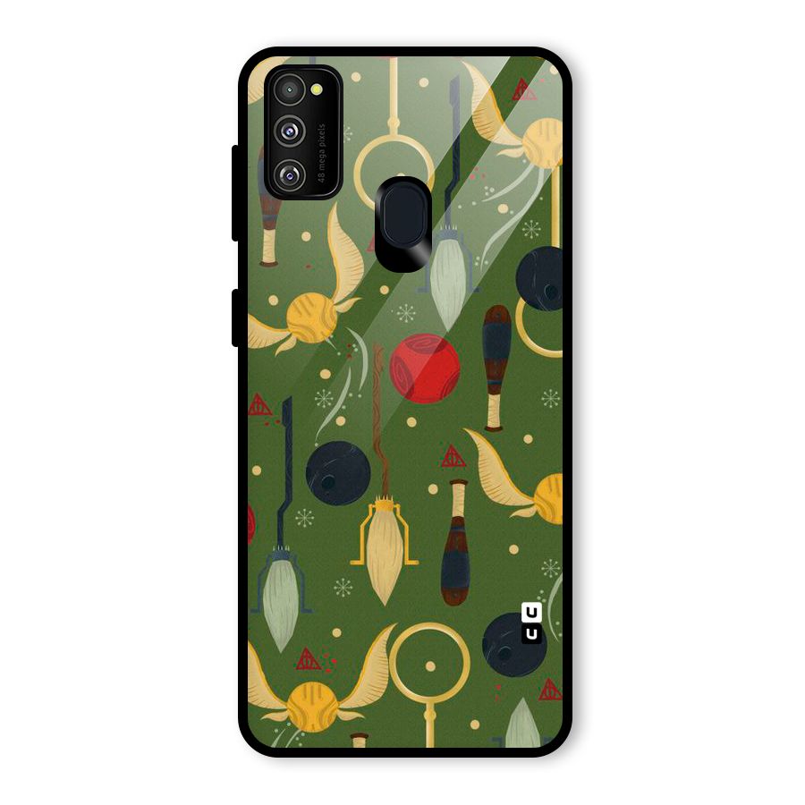 Flying Ball Pattern Glass Back Case for Galaxy M30s