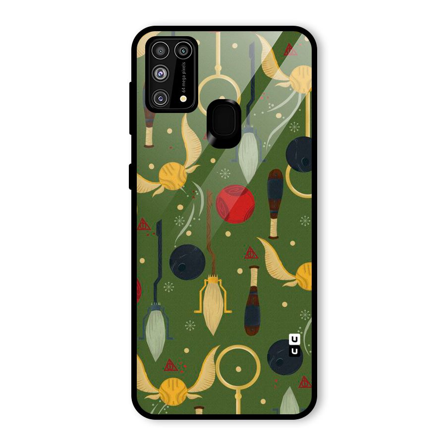 Flying Ball Pattern Glass Back Case for Galaxy M31