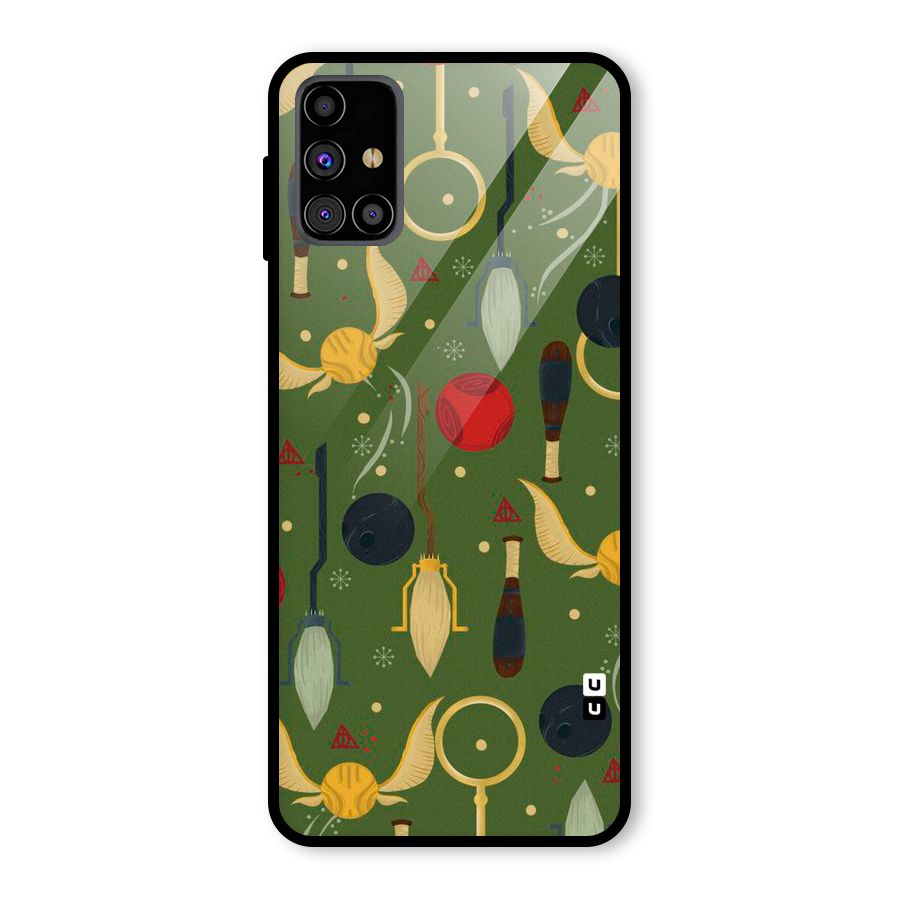 Flying Ball Pattern Glass Back Case for Galaxy M31s