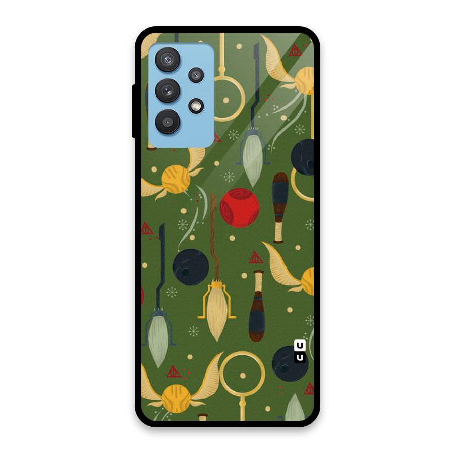 Flying Ball Pattern Glass Back Case for Galaxy M32 5G