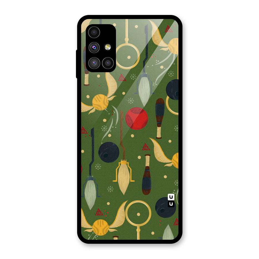 Flying Ball Pattern Glass Back Case for Galaxy M51