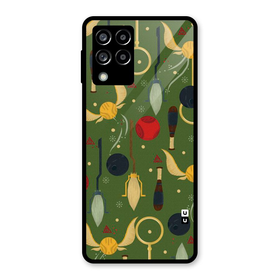 Flying Ball Pattern Glass Back Case for Galaxy M53 5G